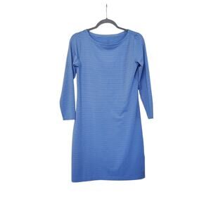 Vineyard Vines Light Blue Sankaty Stripe Boatneck Shift Mini Dress, Women's XS